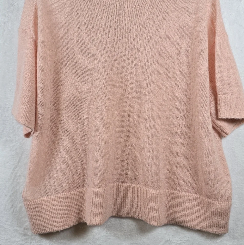 J. Crew Oversized Alpaca Blend Short Sleeve Sweater T-Shirt Peach Pink Sz. XL